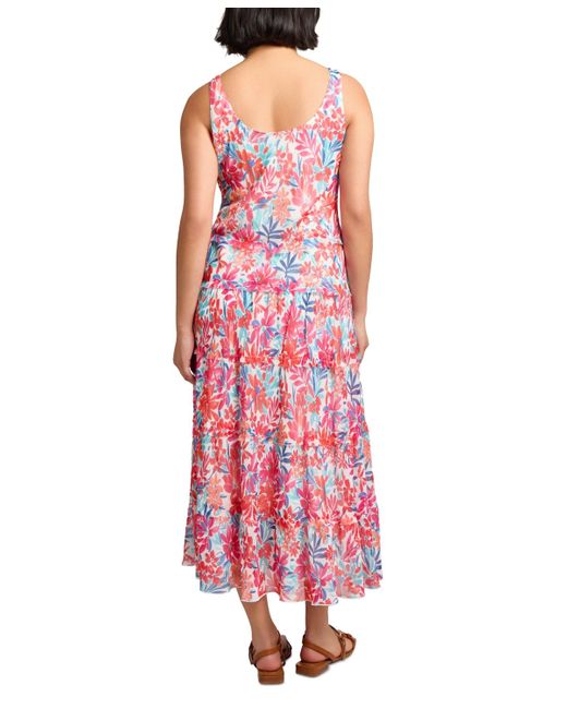 Jones New York Petite Printed Tiered Sleeveless Maxi Dress