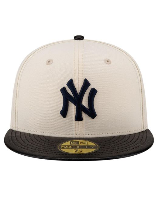 KTZ White New York Yankees Game Night Leather Visor 59fifty Fitted Hat for men