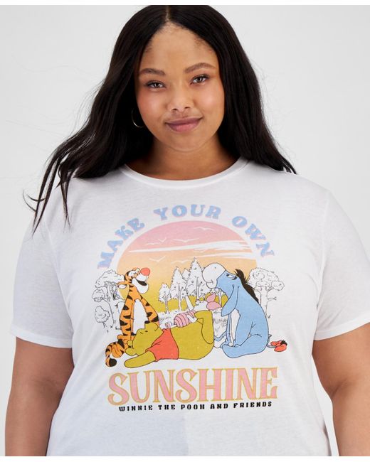 Disney Gray Trendy Plus Size Pooh Paradise Graphic T-shirt