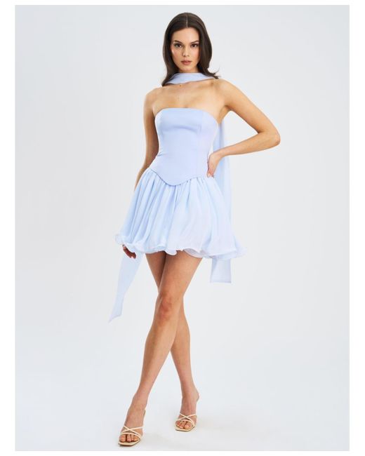 Miss Circle Women's Blue Valentina Boned Curve Edge Peplum Mini Dress