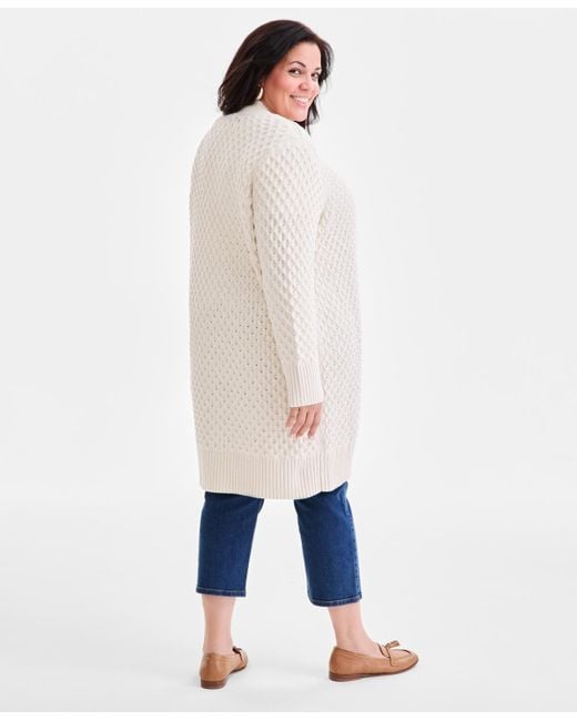 Style & Co. Blue Plus Size Open-front Longline Cardigan Sweater
