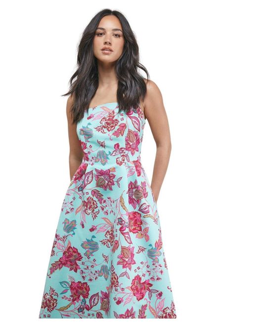 Oasis Blue Strappy Midi Prom Dress