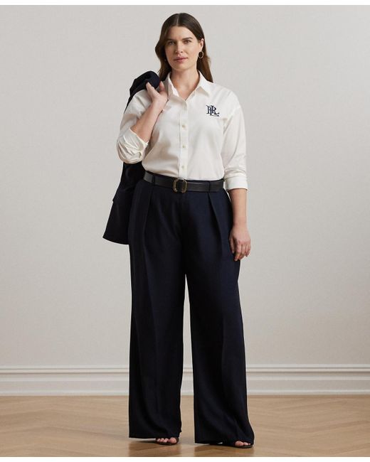 Ralph Lauren Blue Plus Size Long Sleeves Top