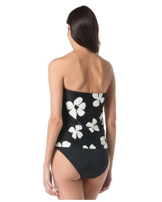 Vince Camuto Black Floral Print Tankini Top High Waist Bottoms