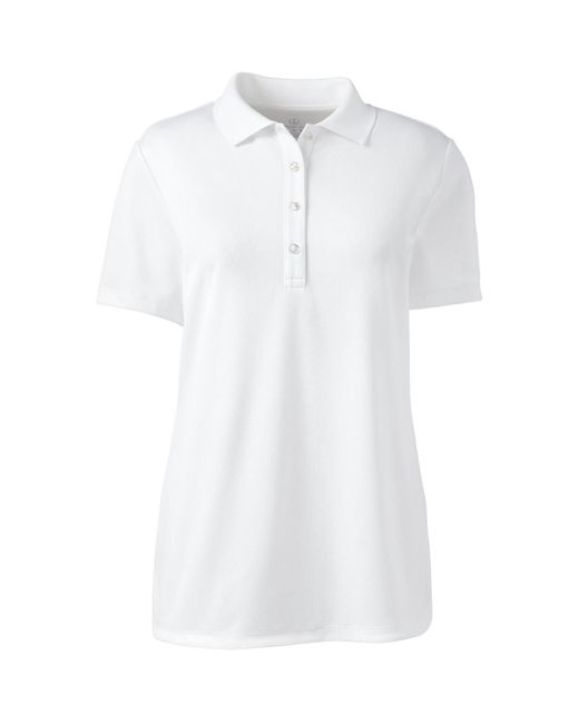 Lands' End White Short Sleeve Solid Active Polo