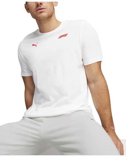 PUMA White Regular-fit F1 Logo Graphic T-shirt for men