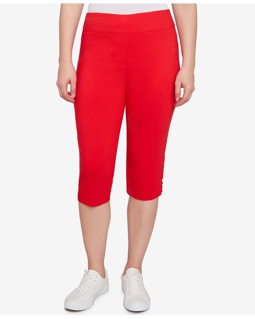 Ruby Rd Red Petite Ladder Hem Americana clamdigger Pullover Pants