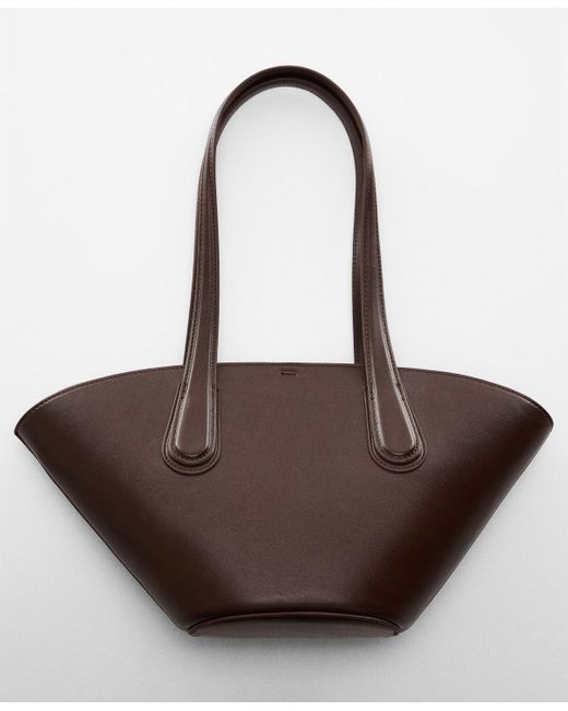 Mango Brown Leather-effect Shopper Bag