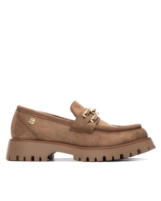 Xti Brown Suede Loafers By