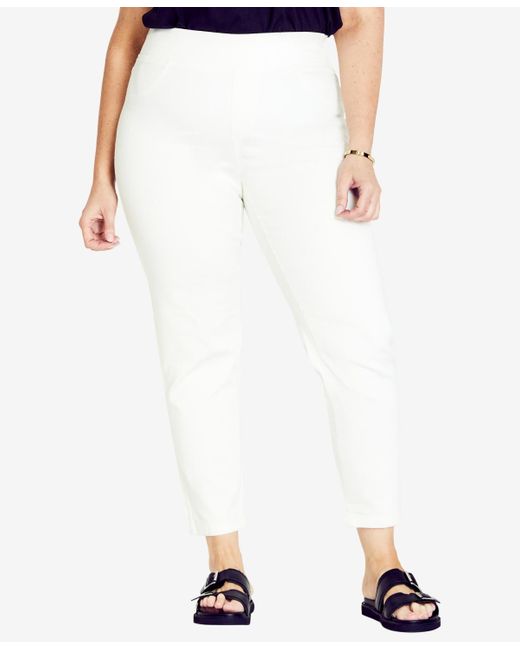 Avenue White Plus Size Butter Denim Pull On Tall Length Jeans
