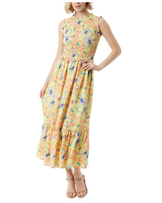 Jessica Simpson Metallic Mira Floral-print Smocked Maxi Dress