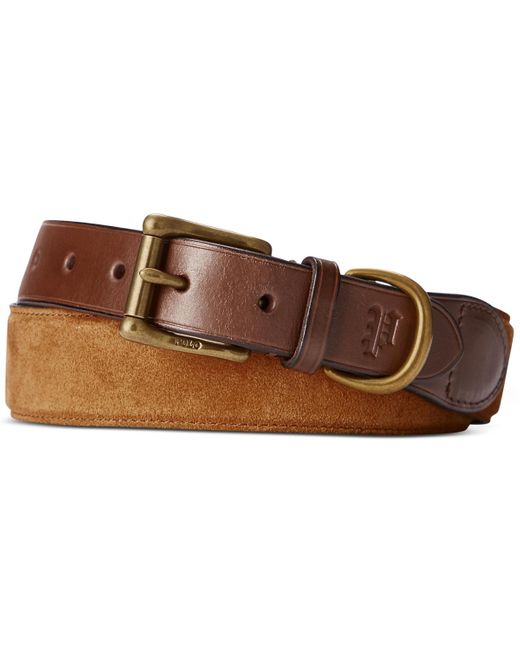Polo Ralph Lauren Brown Leather-trim Suede Belt for men