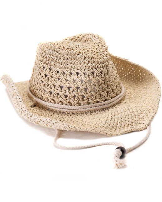 Vince Camuto Metallic Crochet Straw Cowboy Hat