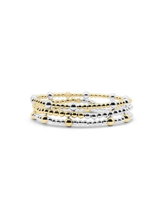 Bowood Lane White Non-tarnishing 14k Gold Filled And Sterling Silver Set Of 3 Bracelet Stack