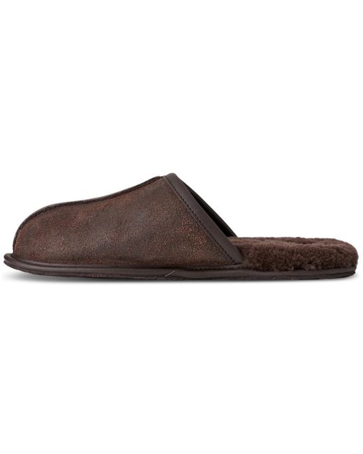 Ugg Brown Scuff Leather Distressed House Slipper for men