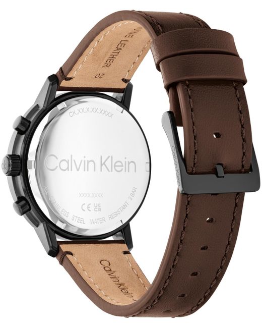 Calvin Klein Black Gauge Leather Strap Watch for men