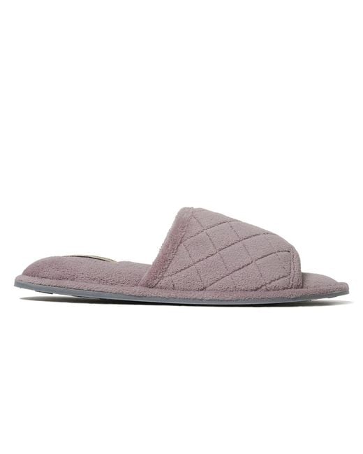 Dearfoams Gray Microfiber Terry Slide Slipper