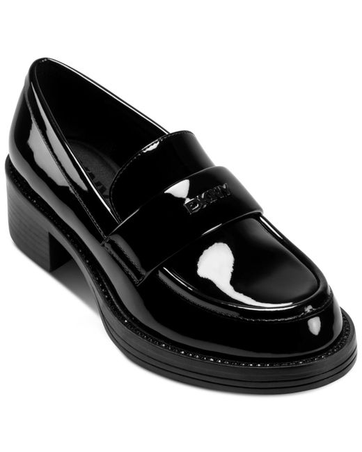 DKNY Black Civelli Heeled Loafer With Round Toe Mule