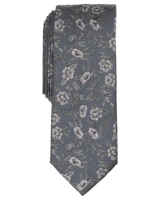BarIII Gray Floral Pattern Tie for men