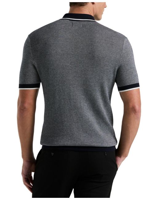Perry Ellis Bi-color Stitch Quarter-zip Short Sleeve Polo Shirt in Gray ...