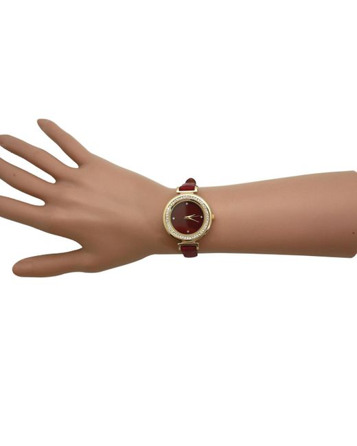 Olivia Pratt Brown Thin Solid Color Strap And Rhinestones Watch