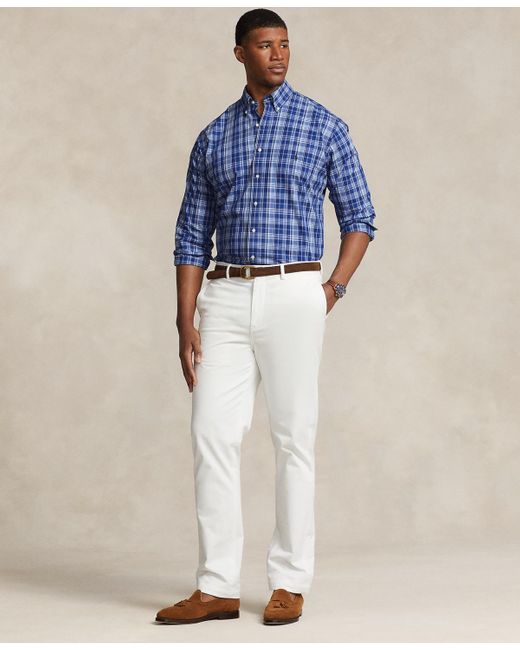Polo Ralph Lauren Blue Big & Tall Plaid Stretch Poplin Shirt for men