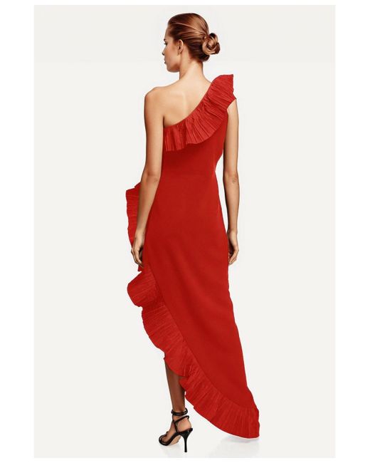 ONE33 SOCIAL Red The Mercer Pleated Ruffle Gown