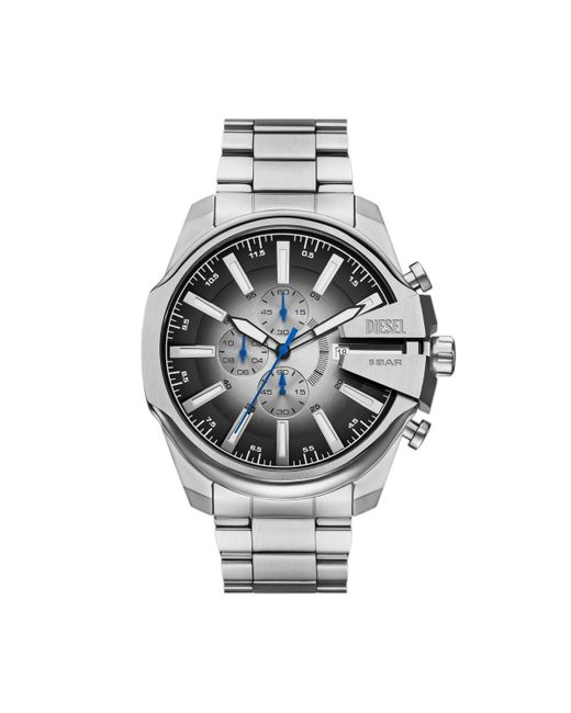 DIESEL Gray Mega Chief Slim Quartz Chronograph Stainless Steel Watch for men