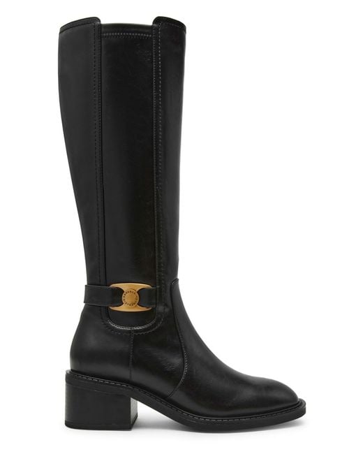 Anne Klein Anessa Block Heel Knee High Boots in Black | Lyst