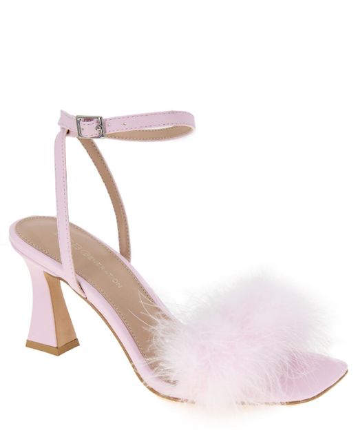 BCBGeneration Pink Relby Feathered High-heel Two-piece Dress Sandals