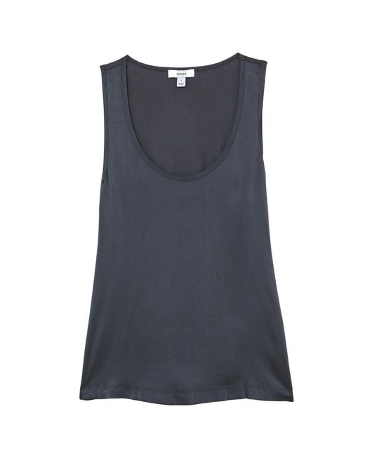 Reiss Blue Ruby Silk-front Cami Top
