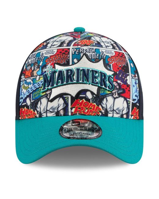 KTZ Blue Navy/teal Seattle Mariners 2025 Mlb Diamond Hero Edition A-frame 9forty Adjustable Hat for men