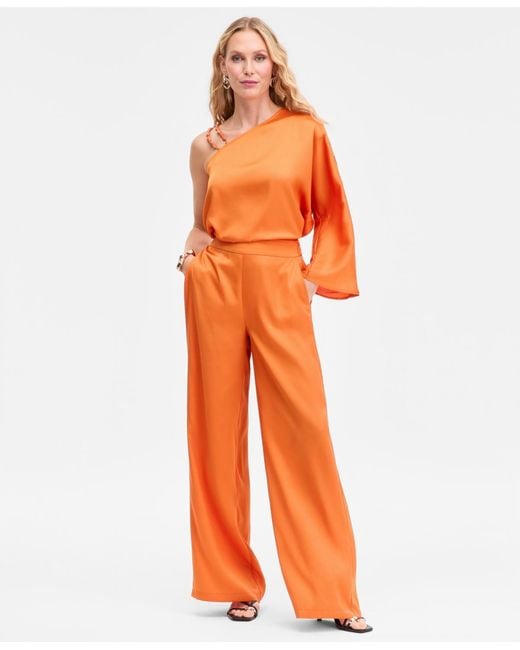 INC International Concepts Orange High-rise Satin Palazzo Pants
