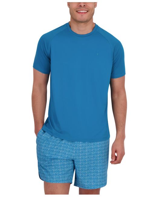 Spyder Blue Short Sleeve Waffle-knit Crewneck Swim Shirt for men
