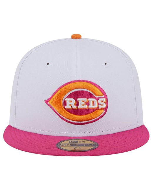 KTZ White/pink Cincinnati Reds 2003 Inaugural Season 59fifty Fitted Hat for men
