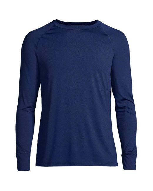 Lands' End Blue Big & Tall Stretch Thermaskin Long Underwear Crew Base Layer for men