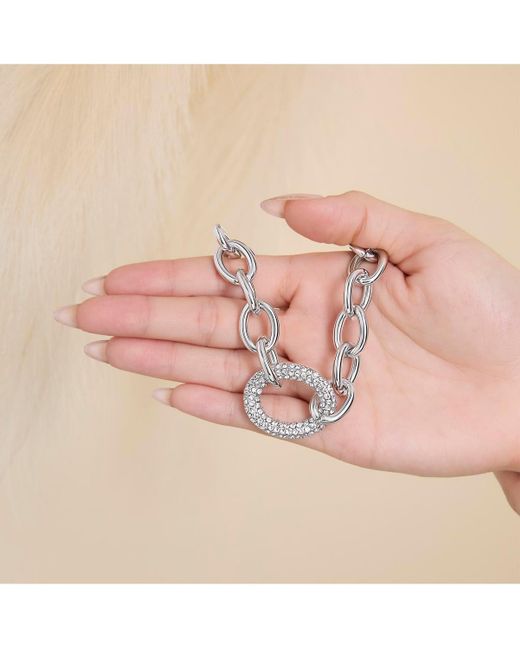 Jessica Simpson Metallic Tone Pave Oval Link Bracelet