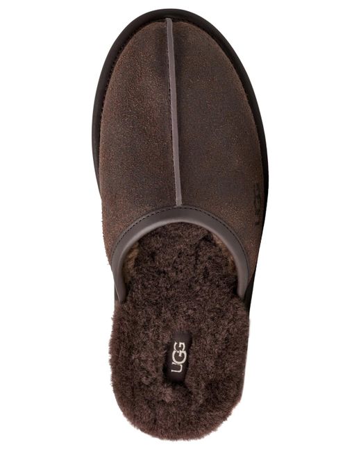 Ugg Brown Scuff Leather Distressed House Slipper for men