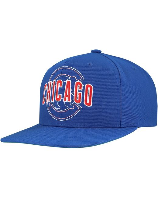 Mitchell & Ness Blue Chicago Cubs Double Up Snapback Hat for men