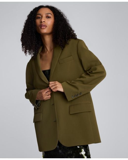 Kenneth Cole Green Luxe Stretch Twill Three-button Boyfriend Blazer