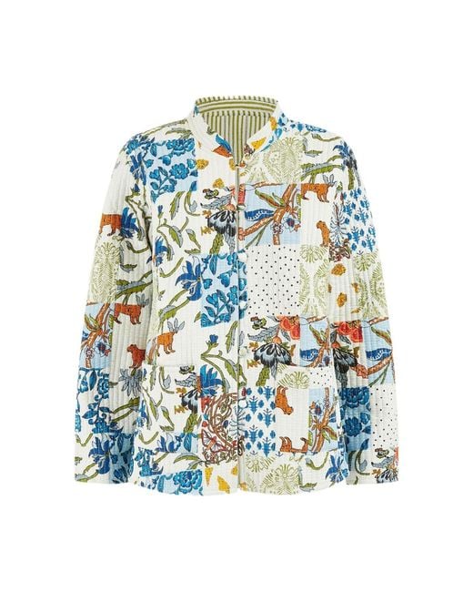 Yumi' Blue Indian Patchwork Reversible Jacket