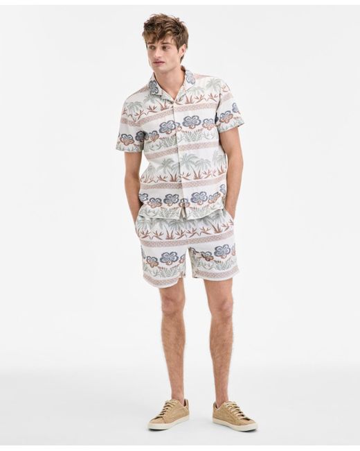 Sun & Stone White Sun + Stone Ace Short Sleeve Printed Button-front Camp Shirt for men