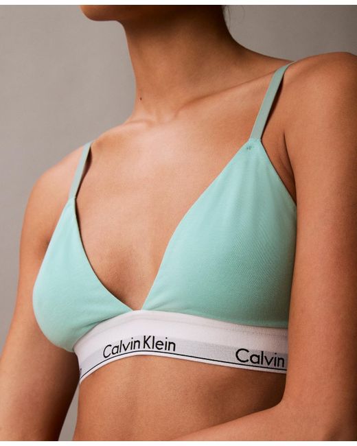 Calvin Klein Green Modern Cotton Lightly Lined Triangle Bralette Qf5650