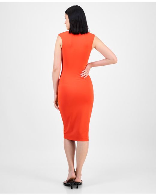 BarIII Red Scoop Tank Sleeveless Midi Dress