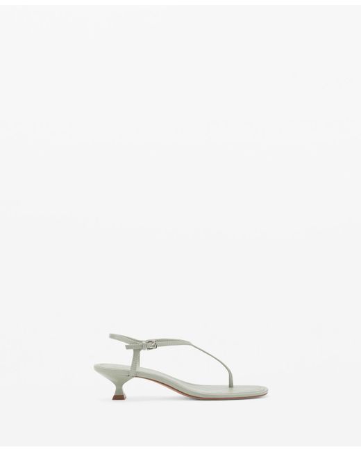 Mango White Kitten Heel Strap Sandals