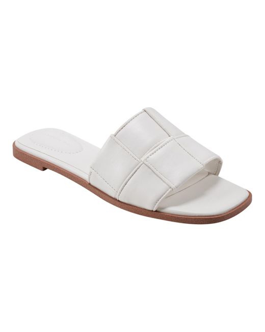 Bandolino White Vanelli Square Toe Casual Flat Sandals