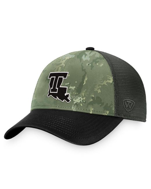 Top Of The World Hunter Green/gray Louisiana Tech Bulldogs Oht Military Appreciation Unit Trucker Adjustable Hat for men