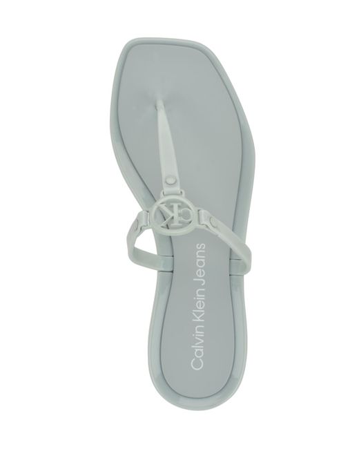 Calvin Klein Metallic Edhen Logo T-strap Flat Jelly Sandals