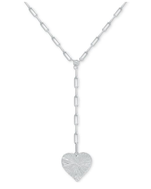 Giani Bernini White Radiant Heart Lariat Necklace, 16" + 2" Extender, Created For Macy's