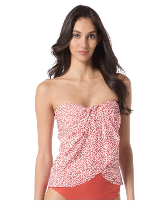 Vince Camuto Pink Strapless Draped Tankini Top